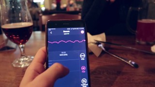 I took control of my stepsister&rsquo;s vibrator in the bar and brought her to orgasm.